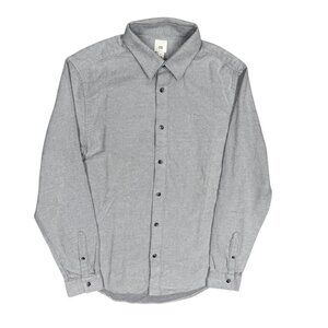 River Island Twill Flannel Shirt Long Sleeve Button Up Grey Medium